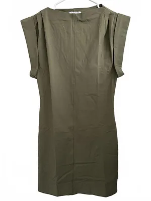 Mango Cotton Knitted Dress with Turn-Up Sleeves Dates Khaki Green NWT Size 2/XS thumbnail 5