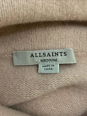 AllSaints Lock Roll Neck Sweater M Rose Pink Asymmetric Wool Yak Knit WK156T thumbnail 2