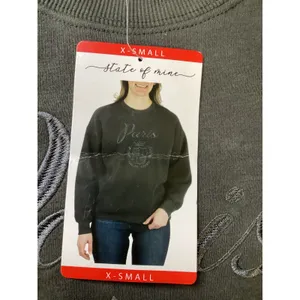 State of‎ Mine Paris Crest Embroidered Sweatshirt Dark Grey XS NWT 15711 thumbnail 3