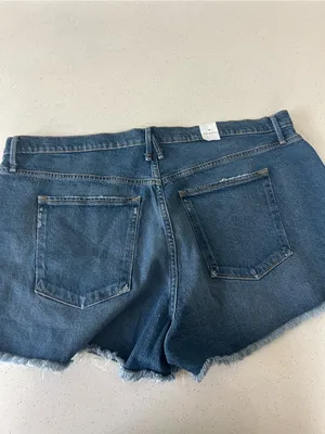 Good American Good 90's High Waist Step Hem Denim Shorts Plus Size 18 NWT thumbnail 5
