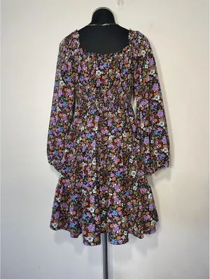 Entro Vibrant Floral Smocked Waist Tiered Mini Dress S Fest thumbnail 6