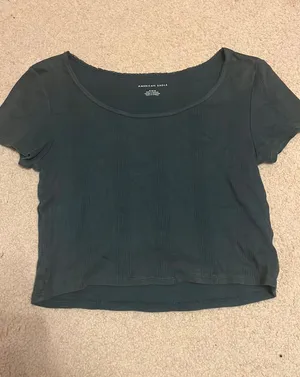 American Eagle green ribbed baby tee thumbnail 1