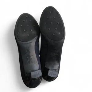 90s Y2K 2000s open peep toe pumps kitten heels mary jane bow preppy dark academia mod teacher office siren core Navy Blue #coquette #feminine #grunge Size 6M thumbnail 3