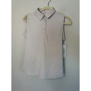 Rhône Women's Course To Court Sleeveless Polo Gray Lavender Sz M Polo NWT $88 thumbnail 14