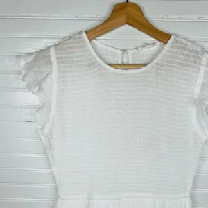 Blu Pepper Women's Smocked Ruffle Sleeve Tiered Midi Dress White Size M thumbnail 4