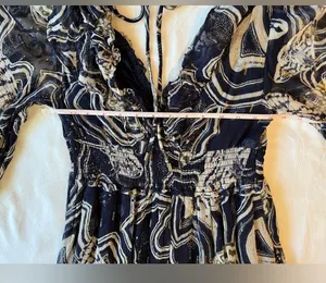 Painter Johnson for V-neck Textured Midi Dress Navy Size XSP NWT thumbnail 6