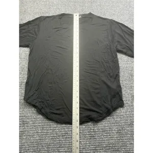 Womens Black Long Sleeve Round Neck Curved‎ Hem Viscose Blend Top Athleisure XXL thumbnail 3