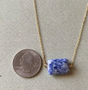 Handmade square stone boho simple statement necklace🌀💙 thumbnail 7