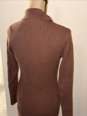 Hollister Chocolate Brown Ribbed V-Neck Sweater Dress thumbnail 4