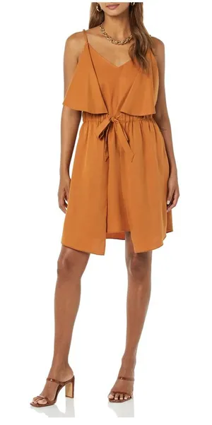 Terea Elise layered spaghetti strap mini dress Rust/terracotta Size XL thumbnail 1