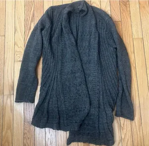Mary Firenze Sweater Women M Pleated Cardigan Brown /gray Wool Alpaca Italy Made thumbnail 1