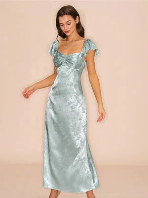 Rihoas Green Sweetheart Neck Floral Maxi Dress thumbnail 3