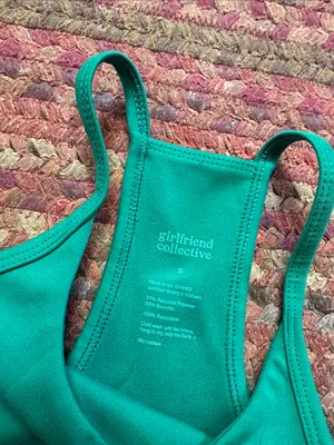 girlfriend collective Emerald Green High Neck Racerback Sports Bra thumbnail 2