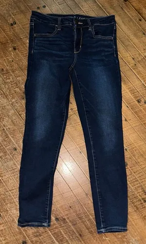 American Eagle high rise dark wash 8 short jeggings thumbnail 1