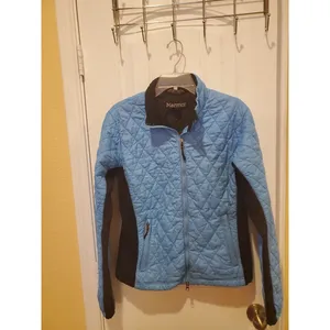 Marmot Jacket Womens L Teal/Black Quilted Full Zip Puffer Lightweight Outdoors thumbnail 3