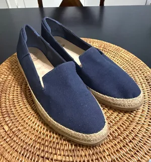 Dr. Scholls Sustainable Comfort‎ Navy Canvas Espadrille Loafers Wedge Slip On thumbnail 1