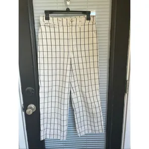 Madewell Slim Emmit Wide Leg Crap Pants Beige Black Striped 28 thumbnail 10