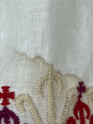 Johnny Was White Embroidered Floral Peasant linen Maya Blouse xl FLAWED thumbnail 14