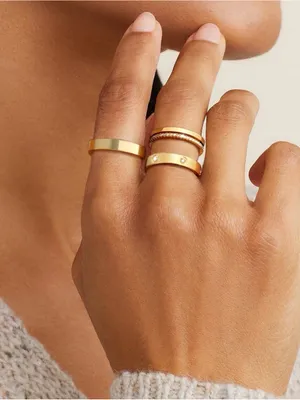 Non Tarnish Dainty 14K Gold Plated Stackable Rings Cubic Zirconia Ring Set thumbnail 2