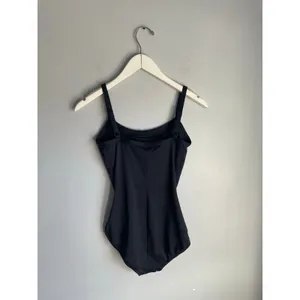 Capezio Black‎ Bodysuit Scoop Neck Spaghetti Strap Snap Crotch Size L with Bra thumbnail 2