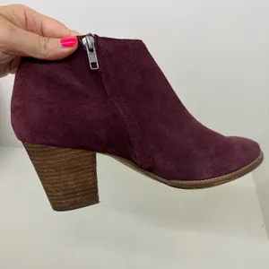 Madewell The Billie Booties in Suede burgundy stacked heel comfort autumn 9.5 thumbnail 6