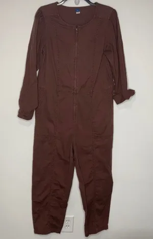 Vintage‎ style old navy crewneck jumpsuit brown size medium thumbnail 1