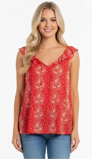 Red paisley boho top size large/xlarge thumbnail 1