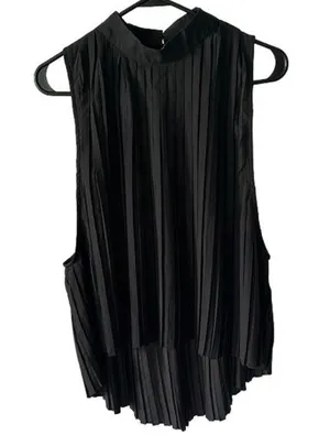 Nasty Gal Mock Neck Pleated Sleeveless Blouse Size M thumbnail 1