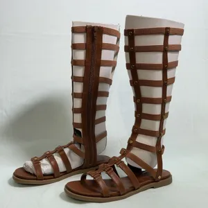 Wild‎ Pair Size-6.5M Romikaa Knee High Gladiator Sandals Brown Faux Leather thumbnail 10