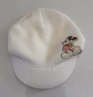 Disney Mickey Mouse White Knit Y2K Beanie Mcbling Newsboy Cap Womens One Size thumbnail 1
