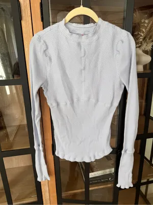 FP Movement Laura long sleeve tee halogen blue mock neck pastel ribbed knit thumbnail 3