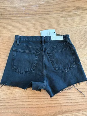 Re/Done Black High-Rise Button-Front Denim Shorts thumbnail 2