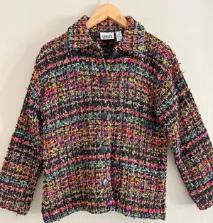 Chicos Tweed Jacket Colorful Textured Woven Blazer Preppy Chic S thumbnail 1