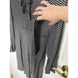 Zara Black White Polka Dot Bell Sleeve Mini Dress Tie Neck M Preppy LBD Cocktail thumbnail 6