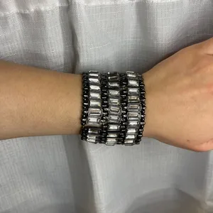 Black Rhinestone Stretchy Bracelet costume retro gothic steampunk thumbnail 2