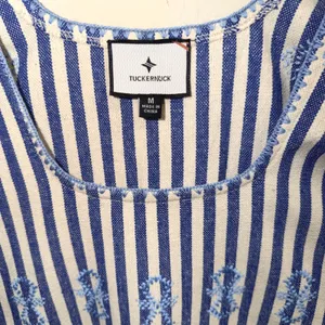 Tuckernuck Sullivan Embroidered Canvas Caftan sz M Blue Stripe Mini Swim‎ Cover thumbnail 8