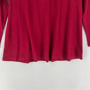 Coolmee‎ Soft Stretch Burgundy Pleated Babydoll Long Sleeve Henley Tunic Top thumbnail 10