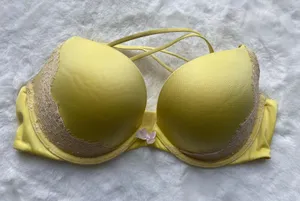 Women's Very Sexy Push-Up Lace Trim Bra Yellow, 34D thumbnail 1