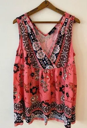 Suzanne Betro sleeveless boho blouse M thumbnail 1