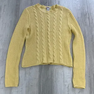 TJ Maxx Yellow Long Sleeve Cable Knit Pullover Bright Warm Colorful Sweater thumbnail 3
