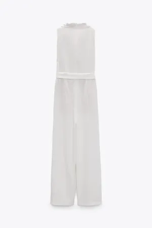 ZARA jumpsuit white romper kaftan thumbnail 7