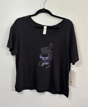 Nanette Lepore Play Black Snake Graphic Tee T-Shirt‎ Women's L thumbnail 1
