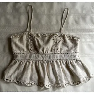 Zara Embroidered Peplum Top Beige/ Cream Size S New with Tags Women’s thumbnail 5