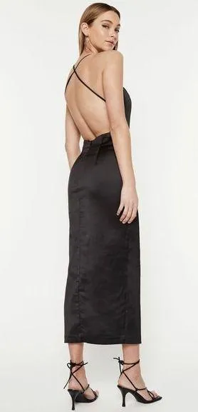 Bardot Hallie Cross Back Midi Dress Black Womens Size Medium thumbnail 1