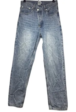 Princess Polly Asymmetric Waist High Rise Straight Leg Jeans‎ Size 4 Blue Denim thumbnail 1