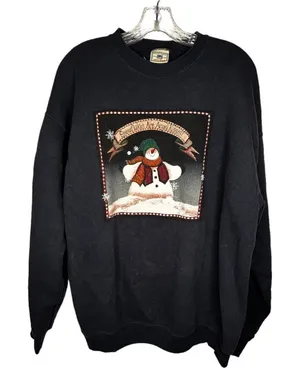 Vintage‎ Lee Holiday Christmas Black Sweatshirt thumbnail 1