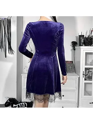NEW Gothic Lolita Lace Dress Long Sleeve Lace-up Vintage Punk Puff Sleeve L thumbnail 2