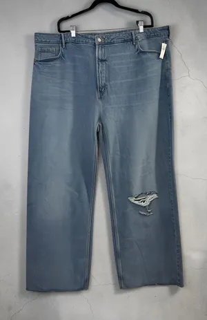 Old Navy Womens Size 30 Extra High Rise Wide Leg Jeans Light Wash Distressed NWT thumbnail 1