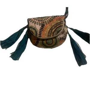 Fringe Bag for Women Boho Crossbody Purse Turquoise Suede Tapestry Western thumbnail 2