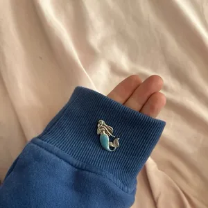 Blue Sweatshirt with Silver Mermaid Pin thumbnail 1